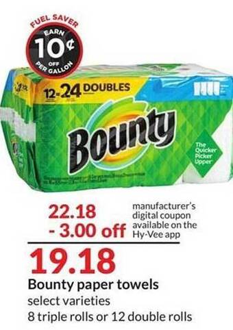 Hy-Vee Bounty paper towels offer