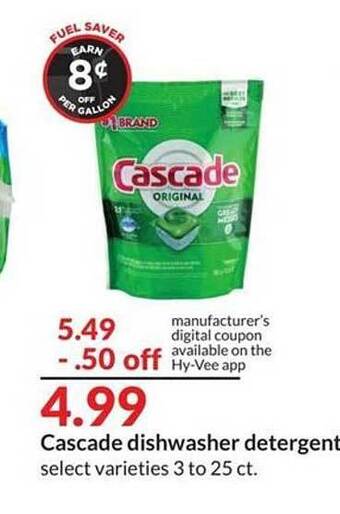 Hy-Vee Cascade dishwasher detergent offer