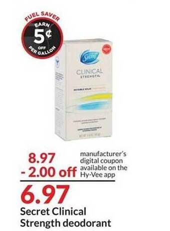 Hy-Vee Secret clinical strength deodorant offer
