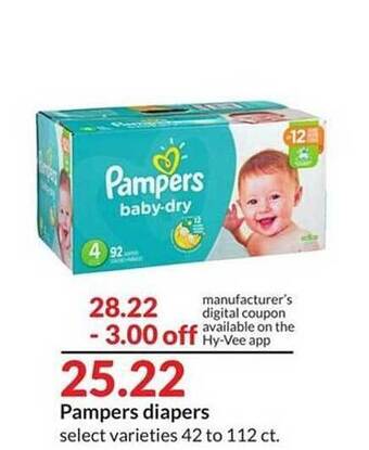 Hy-Vee Pampers diapers offer