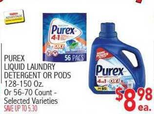 Ingles Markets Purex liquid laundry detergent or pods offer