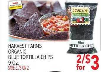 Ingles Markets Harvest farms organic blue tortilla chips offer