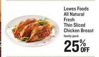 Lowes Foods Lowes foods all natural fresh thin sliced chicken breast offer