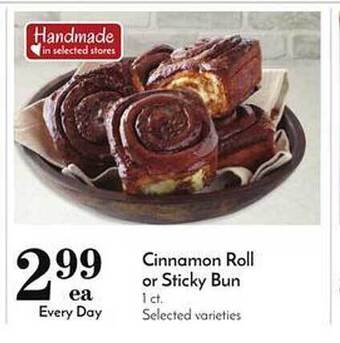 Pavilions Cinnamon roll or sticky bun offer