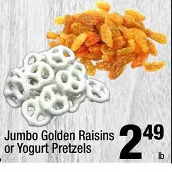 Super King Markets Jumbo golden raisins or yogurt pretzels offer
