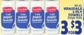 Bravo Supermarkets Krasdale 2 Ply Towels offer