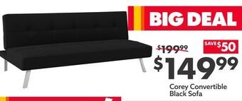 Big Lots Corey convertible black sofa offer