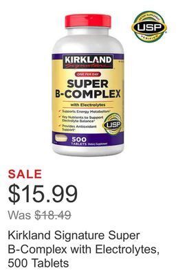 Costco Kirkland signature super b-complex with electrolytes, 500 tablets offer