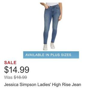 Costco Jessica simpson ladies' high rise jean offer