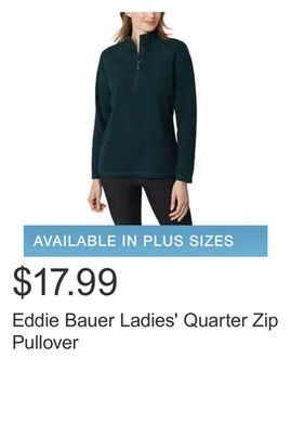 Costco Eddie bauer ladies' quarter zip pullover offer