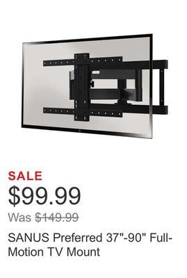 Costco Sanus preferred 37"-90" full-motion tv mount offer