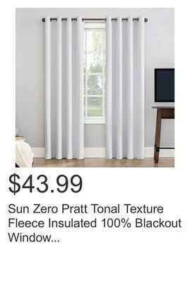 Costco Sun zero pratt tonal texture fleece insulated 100% blackout window curtains, 2-pack offer