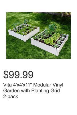 Costco Vita 4'x4'x11" modular vinyl garden with planting grid 2-pack offer