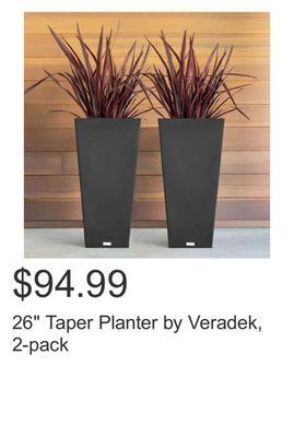 Costco 26" taper planter by veradek, 2-pack offer