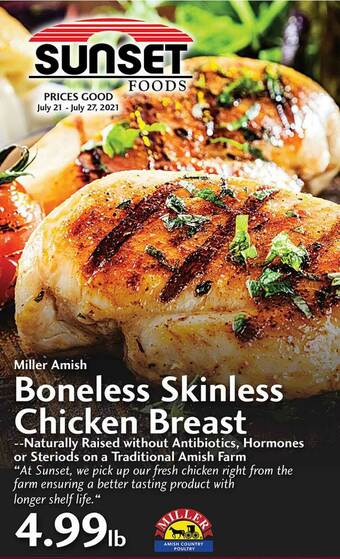 Sunset Foods Miller Amish Boneless Skinless Chicken Breast offer