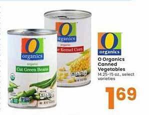 Albertsons O organics canned vegetables offer