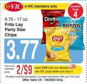 Harris Teeter Frito lay party size chips offer