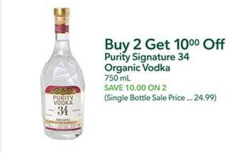 Publix Purity signature 34 organic vodka offer