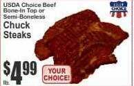 Key Food Chuck steaks offer