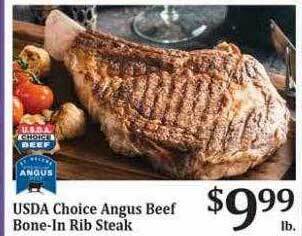 Rosauers Usda choice angus beef bone-in rib steak offer