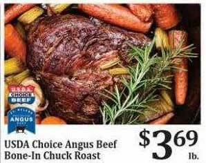 Rosauers Usda choice angus beef bone-in chuck roast offer