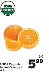 Weis Markets Usda organic navel oranges offer