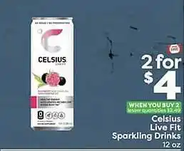 Weis Markets Celsius live fit sparkling drinks offer