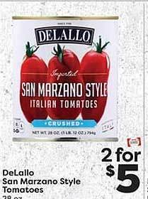 Weis Markets Delallo san marzano style tomatoes offer