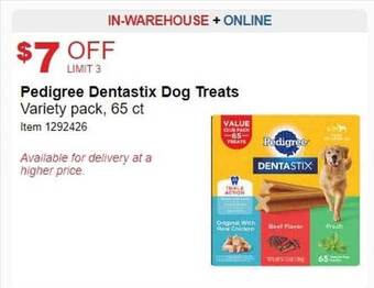 Costco Pedigree dentastix dog treats offer