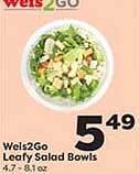 Weis Markets Weis2go leafy salad bowls offer