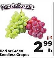 Weis Markets Red or green seedless grapes offer