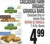 Bravo Supermarkets Cascadian farm organic granola bars offer