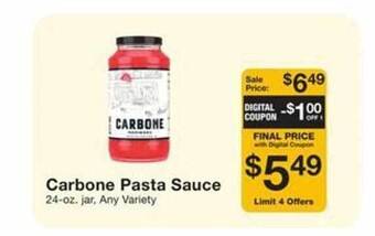 Fairway Store Market Carbone pasta sauce offer