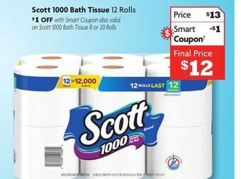 Family Dollar Scott 1000 bath tissue offer