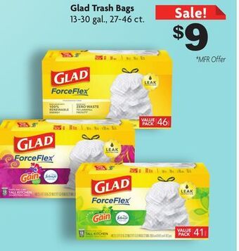 Family Dollar Glad trash bags offer