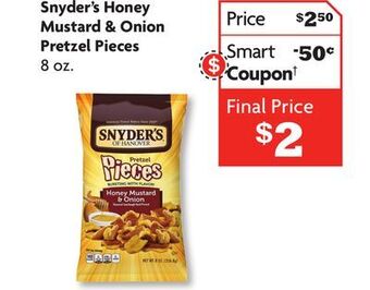 Family Dollar Snyder's honey mustard & onion pretzel pieces offer