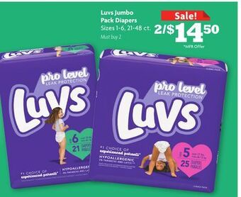 Family Dollar Luvs jumbo pack diapers offer