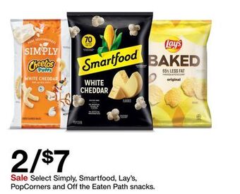 Target Select simply, smartfood, lay's, popcorners and off the eaten path snacks offer