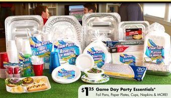 Dollar Tree Game day party essentials foil offer