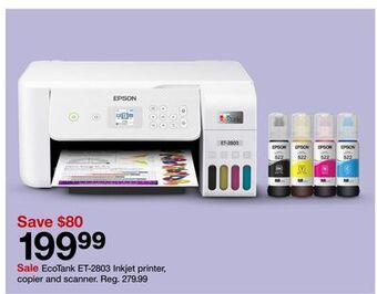Target Ecotank et-2803 inkjet printer, copier and scanner offer