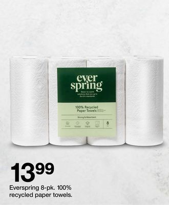 Target Everspring 8-pk. 100% recycled paper towels offer