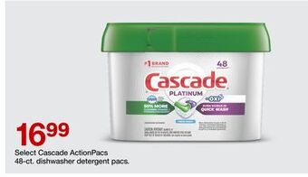 Target Select cascade actionpacs 48-ct. dishwasher detergent pacs offer