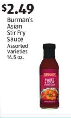 Aldi Burman's asian stir fry sauce offer