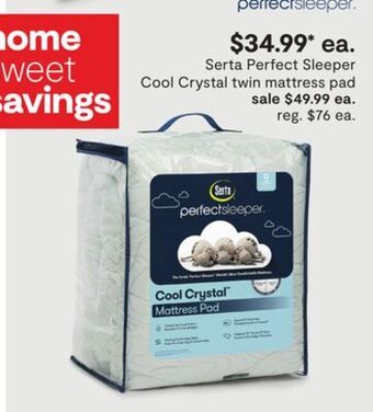 JC Penney Serta perfect sleeper cool crystal twin mattress pad offer