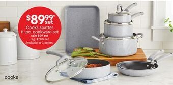 JC Penney Cooks spatter 11-pc. cookware set offer