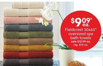 JC Penney Fieldcrest 30x60" oversized spa bath towels offer