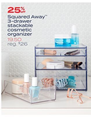 Bed Bath & Beyond Squared away™ 3-drawer stackable cosmetic organizer offer