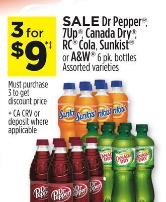 Dollar General Dr pepper®, 7up®, canada dry®, rc® cola, sunkist® or a&w® offer