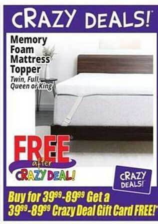 Ocean State Job Lot Memory foam mattress topper offer