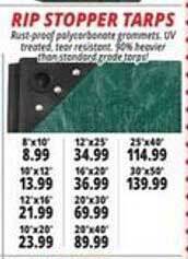 Ocean State Job Lot Rip stopper tarps offer